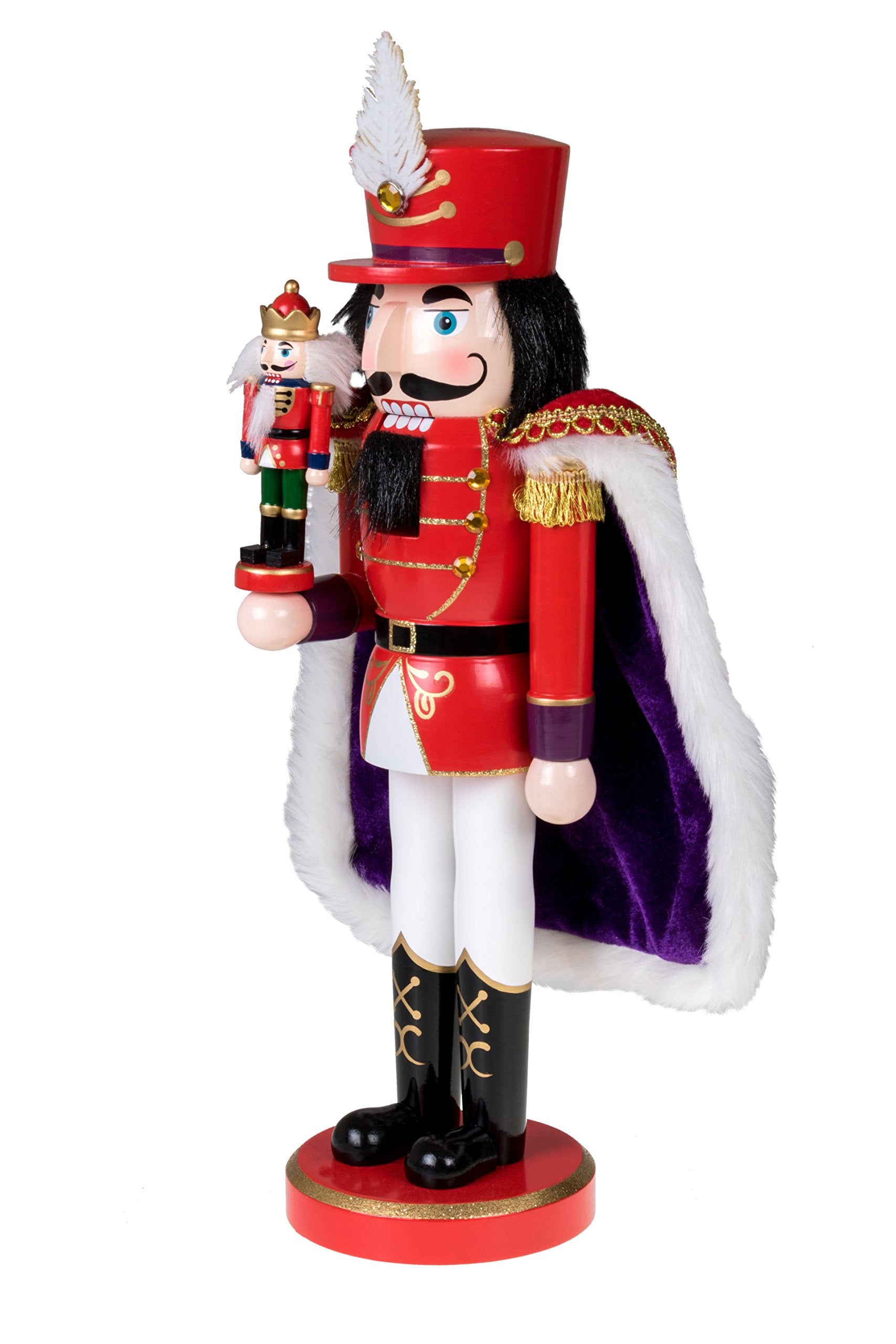 Clever Creations Red Prince 14 Inch Traditional Wooden Nutcracker, Festive Christmas D  cor for Shelves and Tables